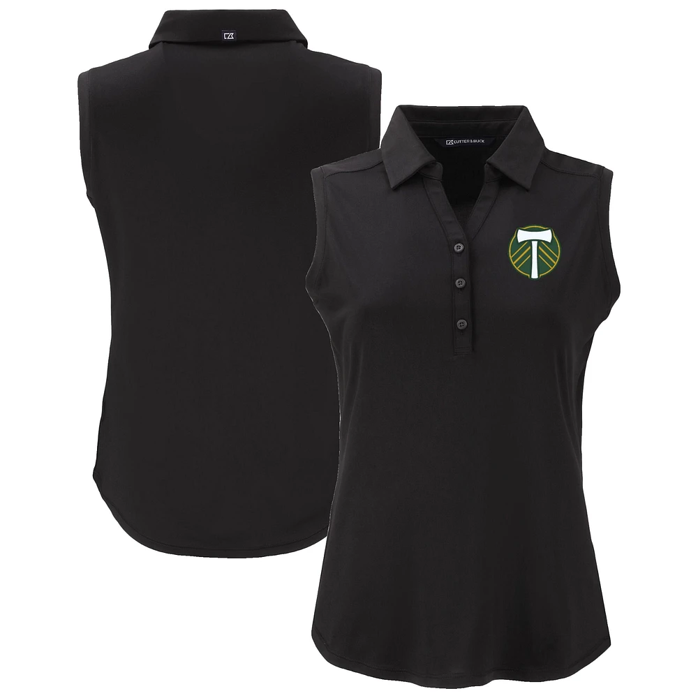 Women's Cutter & Buck Black Portland Timbers Forge Eco Stretch Recycled Sleeveless Polo