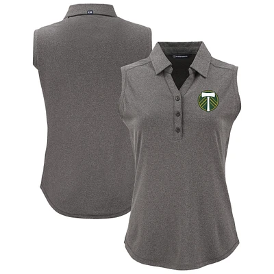 Women's Cutter & Buck  Heather Black Portland Timbers Forge Eco Stretch Recycled Sleeveless Polo