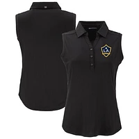 Women's Cutter & Buck  Black LA Galaxy Forge Eco Stretch Recycled Sleeveless Polo