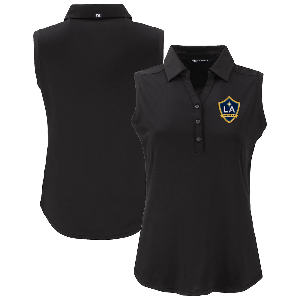 Women's Cutter & Buck Black LA Galaxy Forge Eco Stretch Recycled Sleeveless Polo