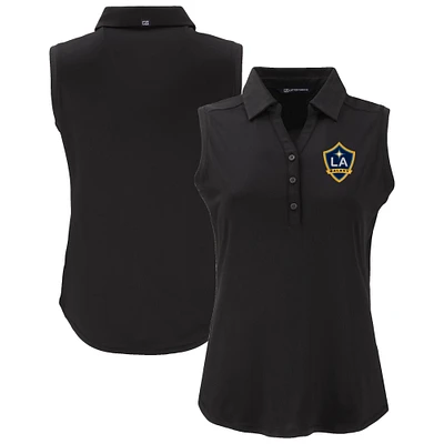 Women's Cutter & Buck  Black LA Galaxy Forge Eco Stretch Recycled Sleeveless Polo