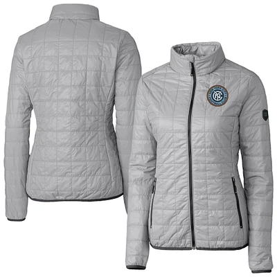 Women's Cutter & Buck  Gray New York City FC Rainier PrimaLoft Eco Insulated Full-Zip Printed Puffer Jacket