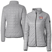 Women's Cutter & Buck  Gray New York Red Bulls Rainier PrimaLoft Eco Insulated Full-Zip Printed Puffer Jacket