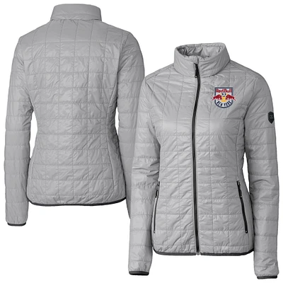 Women's Cutter & Buck  Gray New York Red Bulls Rainier PrimaLoft Eco Insulated Full-Zip Printed Puffer Jacket