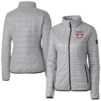 Women's Cutter & Buck  Gray New York Red Bulls Rainier PrimaLoft Eco Insulated Full-Zip Printed Puffer Jacket