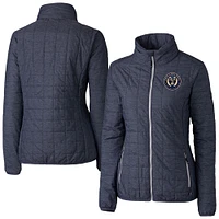 Women's Cutter & Buck  Heather Navy Philadelphia Union Rainier PrimaLoft Eco Insulated Full-Zip Printed Puffer Jacket