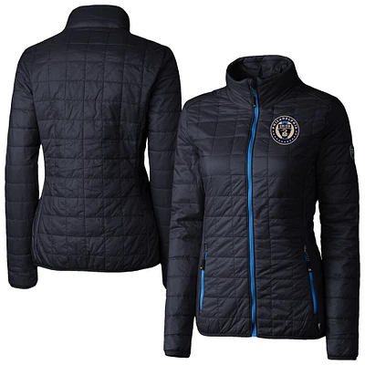 Women's Cutter & Buck Navy Philadelphia Union Rainier PrimaLoft Eco Insulated Full-Zip Printed Puffer Jacket