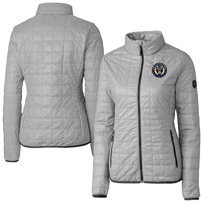 Women's Cutter & Buck  Gray Philadelphia Union Rainier PrimaLoft Eco Insulated Full-Zip Printed Puffer Jacket