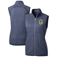 Women's Cutter & Buck  Heather Navy Nashville SC Mainsail Sweater-Knit Full-Zip Vest