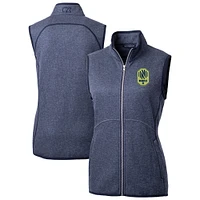 Women's Cutter & Buck  Heather Navy Nashville SC Mainsail Sweater-Knit Full-Zip Vest