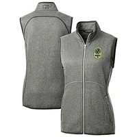 Women's Cutter & Buck  Heather Gray Nashville SC Mainsail Sweater-Knit Full-Zip Vest