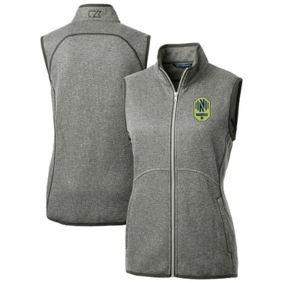 Women's Cutter & Buck  Heather Gray Nashville SC Mainsail Sweater-Knit Full-Zip Vest