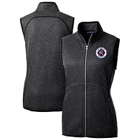 Women's Cutter & Buck  Heather Charcoal New England Revolution Mainsail Sweater-Knit Full-Zip Vest