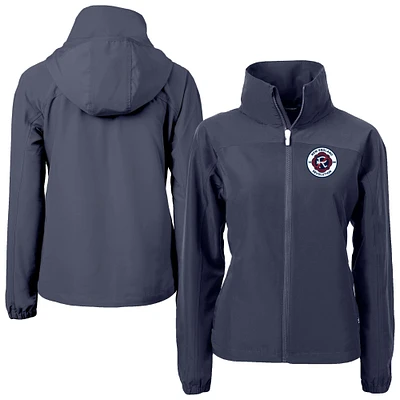 Women's Cutter & Buck  Navy New England Revolution Charter Eco Recycled Full-Zip Jacket