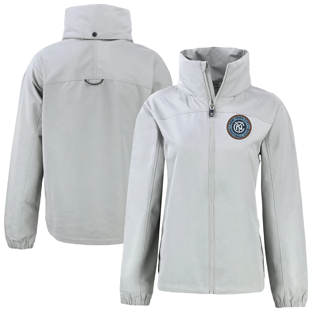 Women's Cutter & Buck Gray New York City FC Charter Eco Recycled Full-Zip Jacket