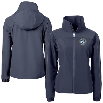 Women's Cutter & Buck  Navy New York City FC Charter Eco Recycled Full-Zip Jacket