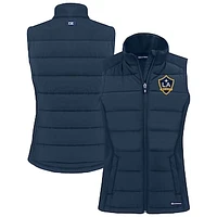 Women's Cutter & Buck Navy LA Galaxy  Evoke Hybrid Eco Softshell Recycled Full-Zip Vest