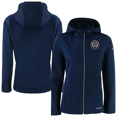 Women's Cutter & Buck  Navy Philadelphia Union Evoke Eco Softshell Recycled Full-Zip Jacket