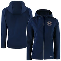 Women's Cutter & Buck  Navy Philadelphia Union Evoke Eco Softshell Recycled Full-Zip Jacket