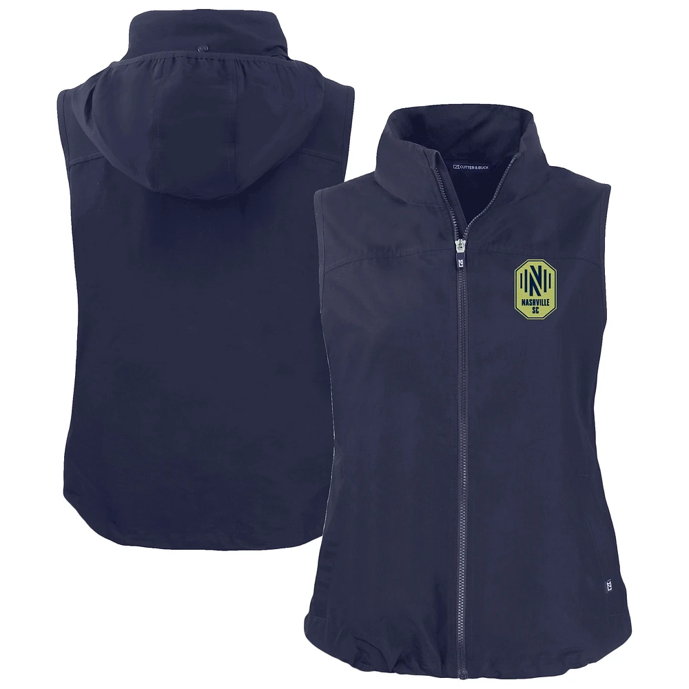Women's Cutter & Buck Navy Nashville SC Charter Eco Recycled Full-Zip Vest