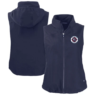 Women's Cutter & Buck  Navy New England Revolution Charter Eco Recycled Full-Zip Vest