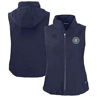 Women's Cutter & Buck  Navy New York City FC Charter Eco Recycled Full-Zip Vest