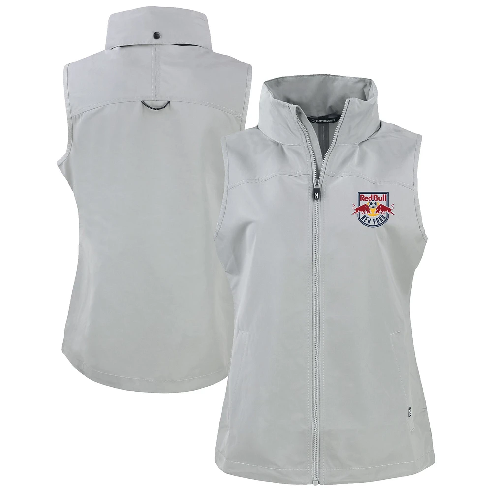 Women's Cutter & Buck Gray New York Red Bulls Charter Eco Recycled Full-Zip Vest