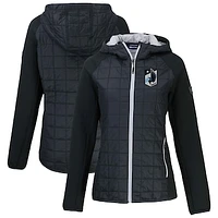 Women's Cutter & Buck  Black Minnesota United FC Rainier Primaloft Eco Raglan Full-Zip Hybrid Hooded Jacket