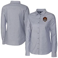 Women's Cutter & Buck  Charcoal Houston Dynamo FC Stretch Oxford Tri-Blend Long Sleeve Dress Shirt