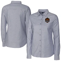 Women's Cutter & Buck  Charcoal Houston Dynamo FC Stretch Oxford Tri-Blend Long Sleeve Dress Shirt
