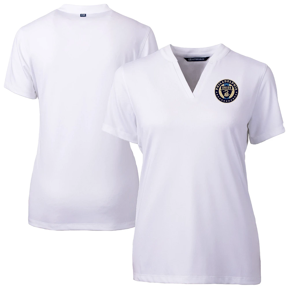 Women's Cutter & Buck White Philadelphia Union Forge Heather Stretch Blade Top