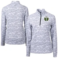 Women's Cutter & Buck  Charcoal Portland Timbers Traverse Stretch Eco Camo Print Quarter-Zip Pullover Top