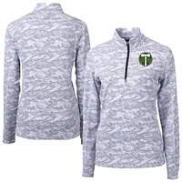 Women's Cutter & Buck  Charcoal Portland Timbers Traverse Stretch Eco Camo Print Quarter-Zip Pullover Top