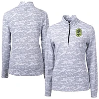Women's Cutter & Buck  Charcoal Nashville SC Traverse Stretch Eco Camo Print Quarter-Zip Pullover Top