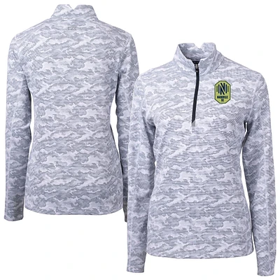 Women's Cutter & Buck  Charcoal Nashville SC Traverse Stretch Eco Camo Print Quarter-Zip Pullover Top