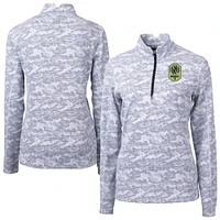 Women's Cutter & Buck  Charcoal Nashville SC Traverse Stretch Eco Camo Print Quarter-Zip Pullover Top