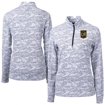 Women's Cutter & Buck  Charcoal LAFC Traverse Stretch Eco Camo Print Quarter-Zip Pullover Top