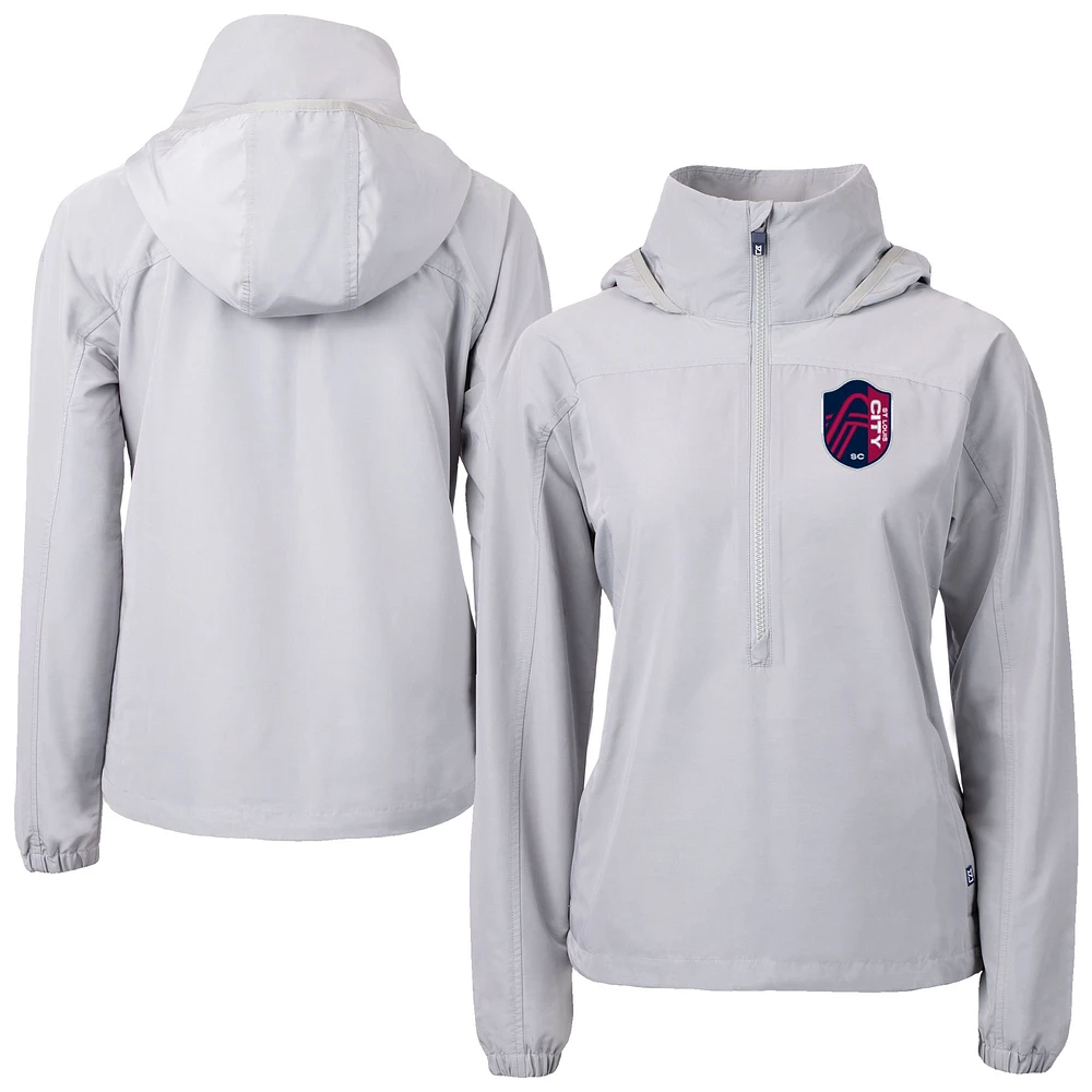 Women's Cutter & Buck Gray St. Louis City SC Charter Eco Recycled Full-Zip Anorak Jacket