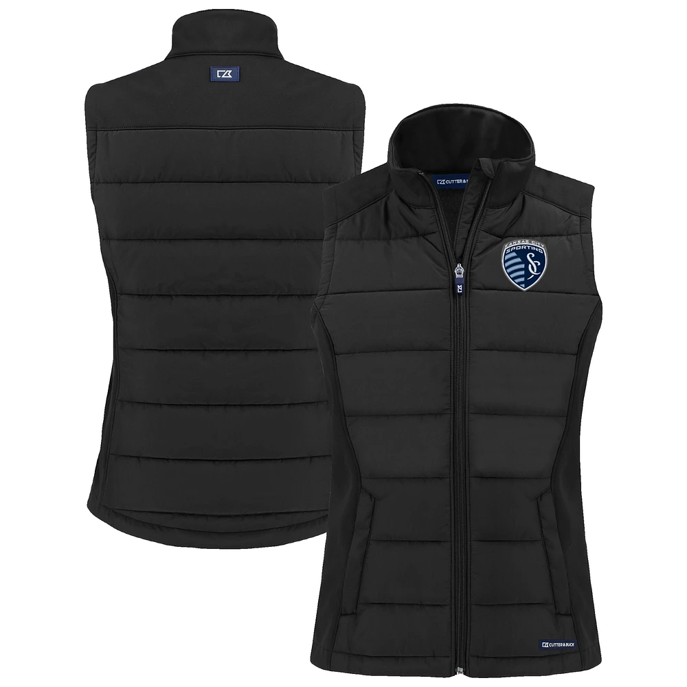Women's Cutter & Buck Sporting Kansas City Evoke Hybrid Eco Softshell Recycled Full-Zip Vest