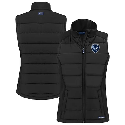 Women's Cutter & Buck Sporting Kansas City Evoke Hybrid Eco Softshell Recycled Full-Zip Vest