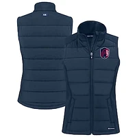 Women's Cutter & Buck Navy St. Louis City SC  Evoke Hybrid Eco Softshell Recycled Full-Zip Vest