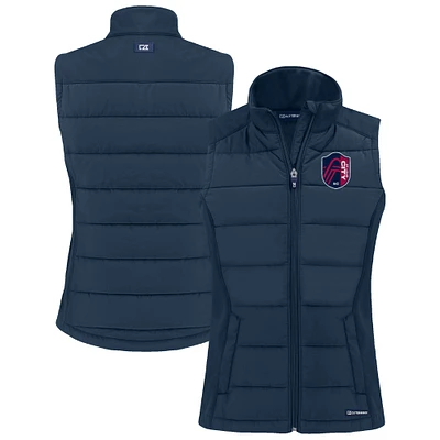 Women's Cutter & Buck Navy St. Louis City SC  Evoke Hybrid Eco Softshell Recycled Full-Zip Vest