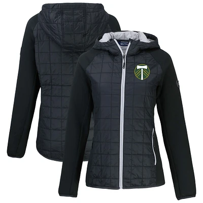 Women's Cutter & Buck  Black Portland Timbers Rainier Primaloft Eco Raglan Full-Zip Hybrid Hooded Jacket