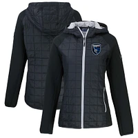 Women's Cutter & Buck  Black San Jose Earthquakes Rainier Primaloft Eco Raglan Full-Zip Hybrid Hooded Jacket