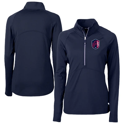 Women's Cutter & Buck  Navy St. Louis City SC Adapt Eco Knit Stretch Recycled Half-Zip Top