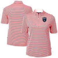 Women's Cutter & Buck San Jose Earthquakes Virtue Eco Pique Stripe Recycled Quarter-Zip Top