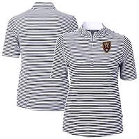 Women's Cutter & Buck  Navy Real Salt Lake Virtue Eco Pique Stripe Recycled Quarter-Zip Top