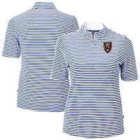 Women's Cutter & Buck Real Salt Lake Virtue Eco Pique Stripe Recycled Quarter-Zip Top