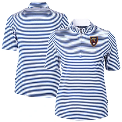 Women's Cutter & Buck Real Salt Lake Virtue Eco Pique Stripe Recycled Quarter-Zip Top