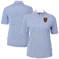 Women's Cutter & Buck Real Salt Lake Virtue Eco Pique Stripe Recycled Quarter-Zip Top